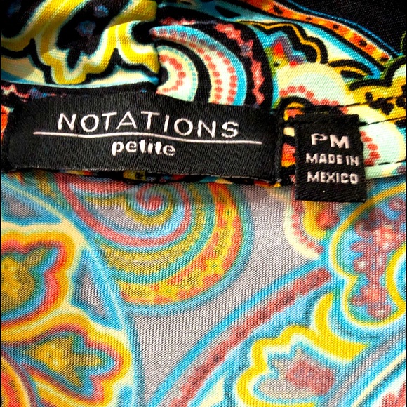 NOTATIONS Women’s colorful paisley blouse 3/4 sleeves sizePM NWOT - Picture 8 of 10